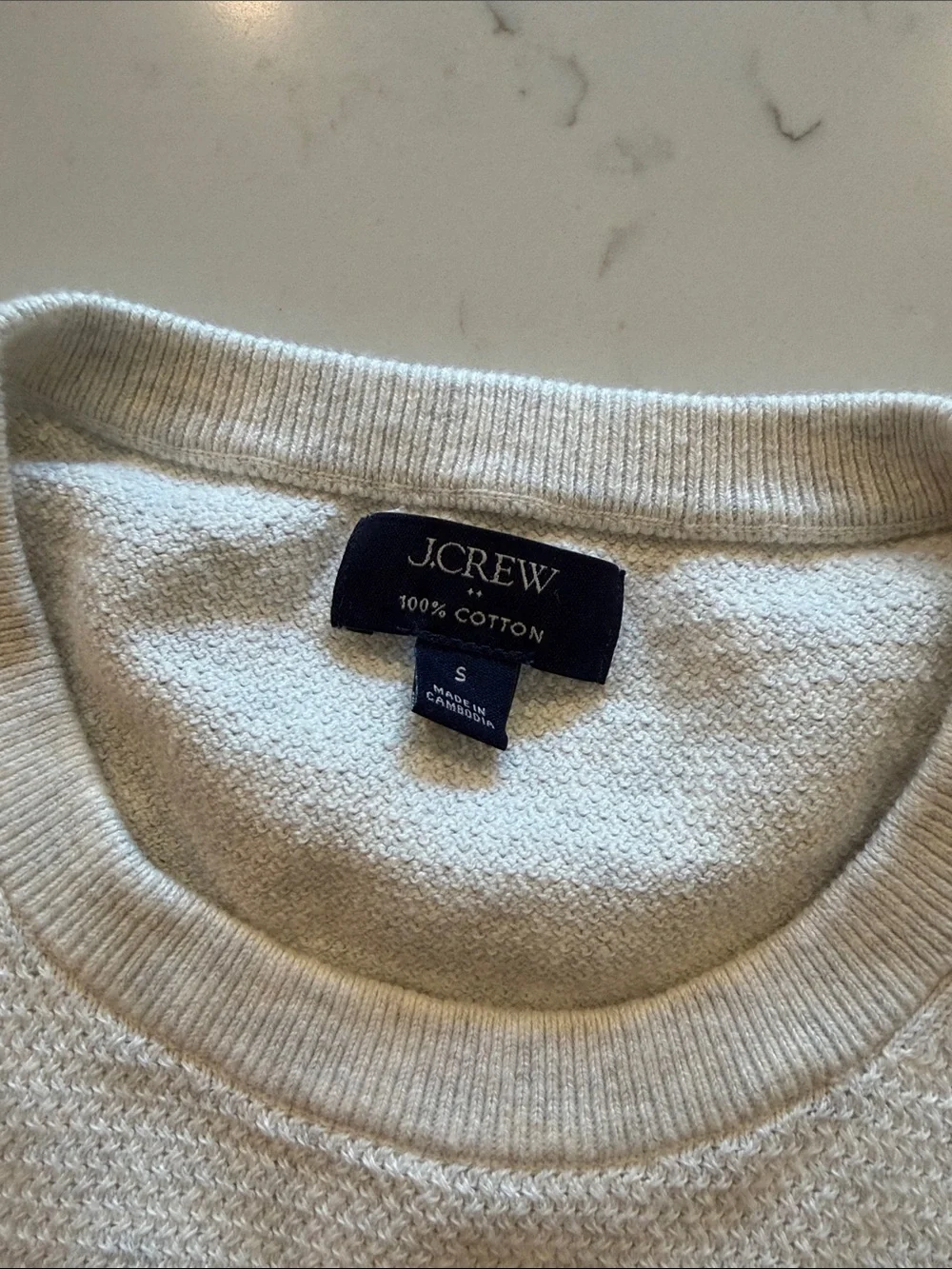 J. Crew Men's Cream Crewneck Textured Sweater
